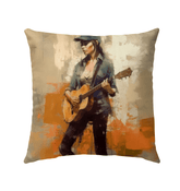 Country Portraits Outdoor Pillow featuring vibrant design for outdoor decor.